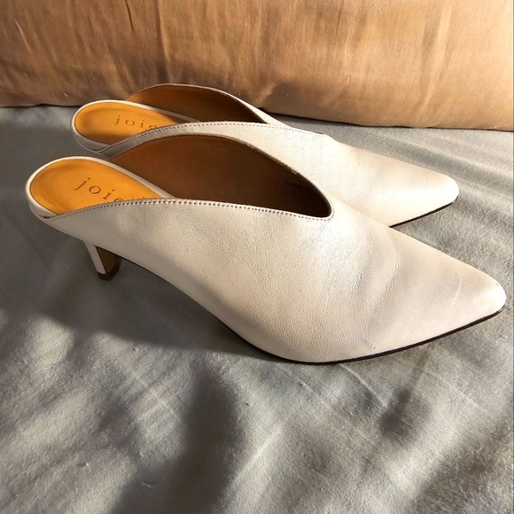 Joie White Leather Pointed Kitten Heels - Size 7 - Picture 7 of 11